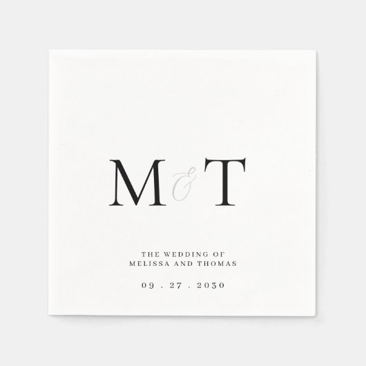 Elegant monogram minimalistische bruiloft servet (Voorkant)