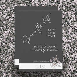 Elegant monogram minimalistische donkergrijze kall save the date