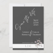 Elegant monogram minimalistische donkergrijze kall save the date (Voorkant)