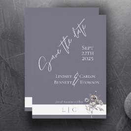 Elegant monogram minimalistische grijze kalligrafi save the date