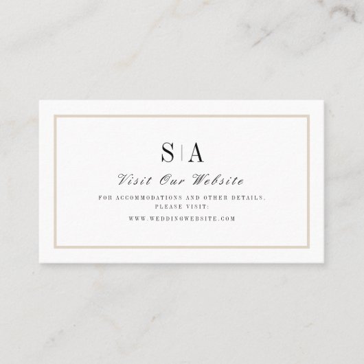 Elegant monogram minimalistische website Kaart inv Plaatskaartje (Voorkant)