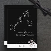 Elegant monogram minimalistische zwarte kalligrafi save the date