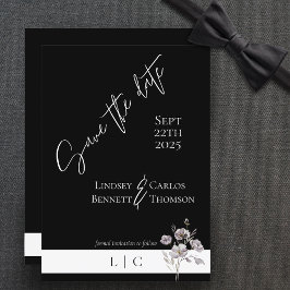 Elegant monogram minimalistische zwarte kalligrafi save the date