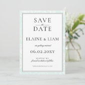 Elegant Monogram Mint Floral Wedding Save The Date (Staand voorkant)