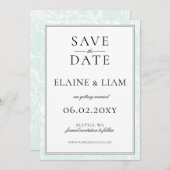 Elegant Monogram Mint Floral Wedding Save The Date (Voorkant / Achterkant)