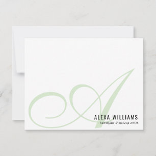 Elegant Monogram Mint Groen Eenvoudig Bedrijf Notitiekaartje