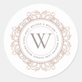 Elegant Monogram Modern adres Envelop Seal Ronde Sticker