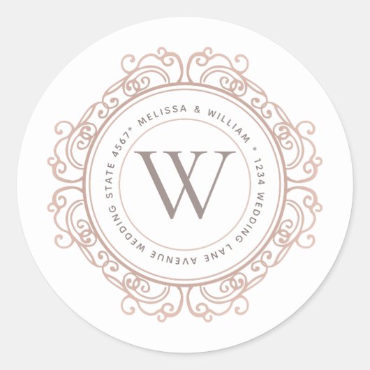 Elegant Monogram Modern adres Envelop Seal Ronde Sticker (Voorkant)