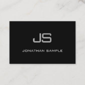 Elegant Monogram Modern Black White  Plain Visitekaartje (Voorkant)