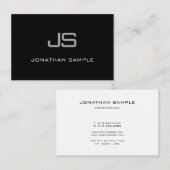 Elegant Monogram Modern Black White Plain Visitekaartje (Voorkant / Achterkant)