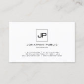 Elegant Monogram Modern Black White Sophisticated Visitekaartje (Achterkant)