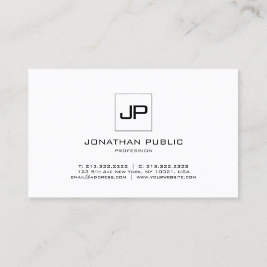 Elegant Monogram Modern Black White Sophisticated Visitekaartje (Achterkant)