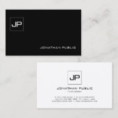 Elegant Monogram Modern Black White Sophisticated Visitekaartje (Voorkant / Achterkant)