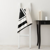 Elegant Monogram Modern Black White Stripe Sherpa Deken (In situ)