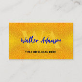 Elegant monogram | Modern blauw en faux goud Visitekaartje (Voorkant)