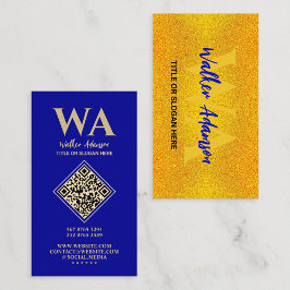Elegant Monogram | Modern Blauw & Nepgoud Visitekaartje