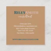 Elegant monogram modern bruin blauwgroen professio vierkante visitekaartje (Achterkant)