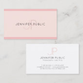 Elegant Monogram Modern Design Trendy Pink Plain Visitekaartje (Voorkant / Achterkant)