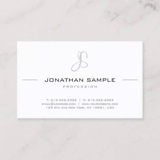 Elegant Monogram Modern Eenvoudig Chic Professione Visitekaartje (Voorkant)