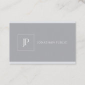 Elegant Monogram Modern Eenvoudig Grijs Sjabloon Visitekaartje (Voorkant)