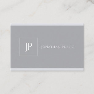 Elegant Monogram Modern Eenvoudig Grijs Sjabloon Visitekaartje