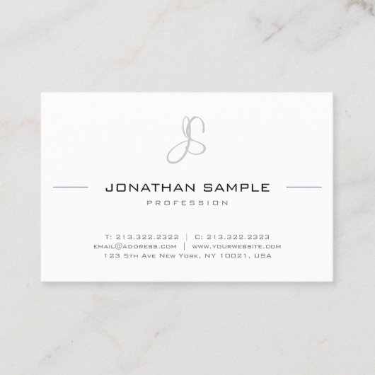 Elegant monogram modern eenvoudig professional visitekaartje (Voorkant)