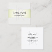 Elegant Monogram Modern Faux Lime Green Folie Vierkante Visitekaartje (Voorkant / Achterkant)