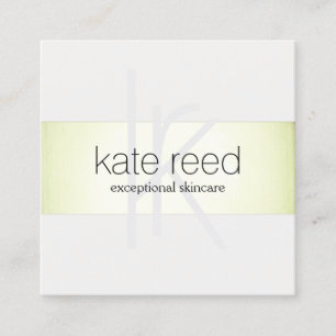 Elegant Monogram Modern Faux Lime Green Folie Vierkante Visitekaartje