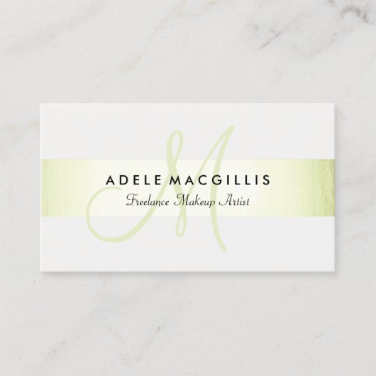 Elegant Monogram Modern Faux Lime Green Folie Visitekaartje (Voorkant)