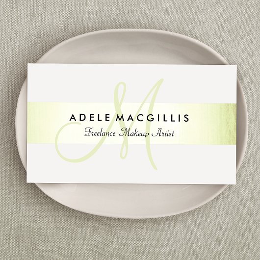 Elegant Monogram Modern Faux Lime Green Folie Visitekaartje