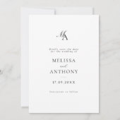 Elegant Monogram Modern Fotobruiloft Save The Date (Achterkant)