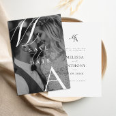 Elegant Monogram Modern Fotobruiloft Save The Date