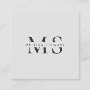 Elegant monogram modern gewoon grijs professioneel vierkante visitekaartje