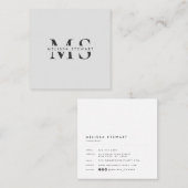 Elegant monogram modern gewoon grijs professioneel vierkante visitekaartje (Voorkant / Achterkant)