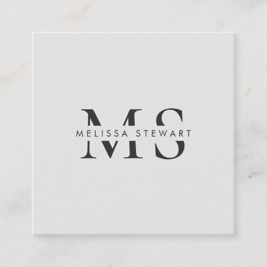 Elegant monogram modern gewoon grijs professioneel vierkante visitekaartje (Voorkant)
