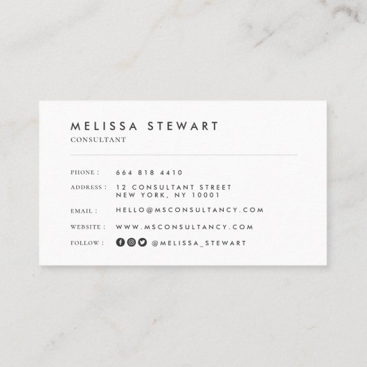 Elegant monogram modern gewoon grijs professioneel visitekaartje (Achterkant)