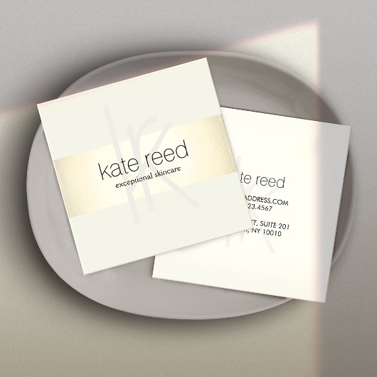 Elegant Monogram Modern Gold Stripe Square Vierkante Visitekaartje