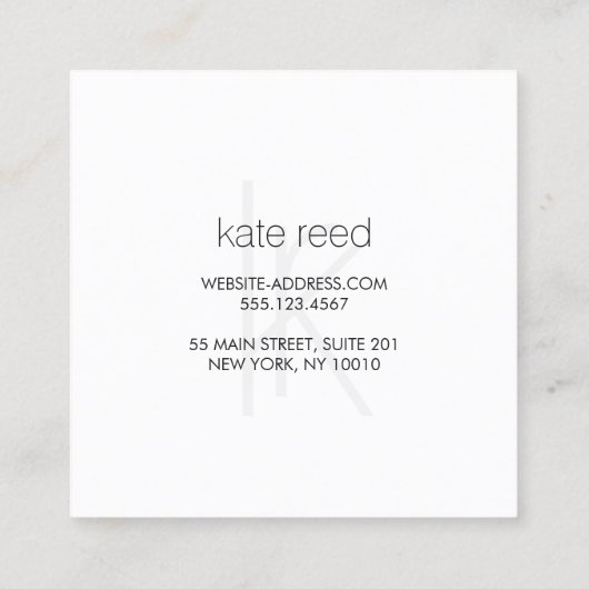 Elegant Monogram Modern Gold Stripe Square Vierkante Visitekaartje (Achterkant)