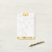 Elegant Monogram Modern Goud en Marmeren Vlak Post-it® Notes (Op bureau)