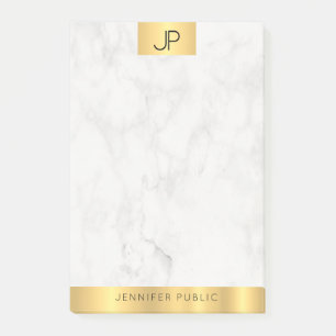 Elegant Monogram Modern Goud en Marmeren Vlak Post-it® Notes