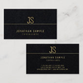 Elegant Monogram Modern Goud Naam Elite Sjabloon Visitekaartje (Voorkant / Achterkant)