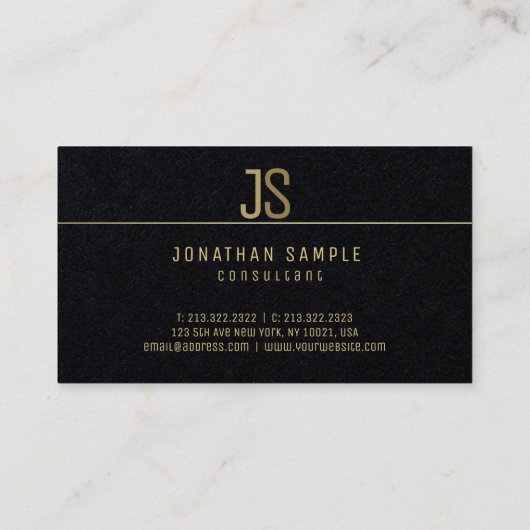 Elegant Monogram Modern Goud Naam Elite Sjabloon Visitekaartje (Achterkant)