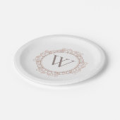 Elegant Monogram Modern Klassiek Ivoor Blush Papieren Bordje (Gekanteld)