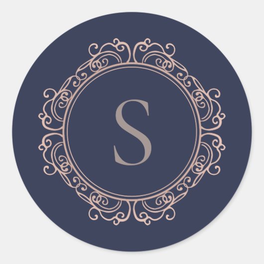 Elegant Monogram Modern Klassieker Ronde Sticker (Voorkant)