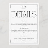 Elegant Monogram Modern Minimalist Details Card Informatiekaartje (Voorkant)