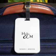 Elegant monogram modern minimalistisch Bagagelabel