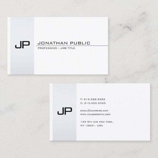 Elegant Monogram Modern Minimalistisch Gewoon plat Visitekaartje (Voorkant / Achterkant)