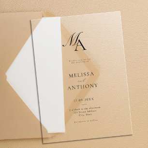 Elegant Monogram Modern Minimalistisch Huwelijk Acryl Uitnodigingen