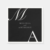 Elegant Monogram Modern Minimalistisch Huwelijk Servet (Voorkant)