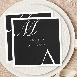 Elegant Monogram Modern Minimalistisch Huwelijk Servet
